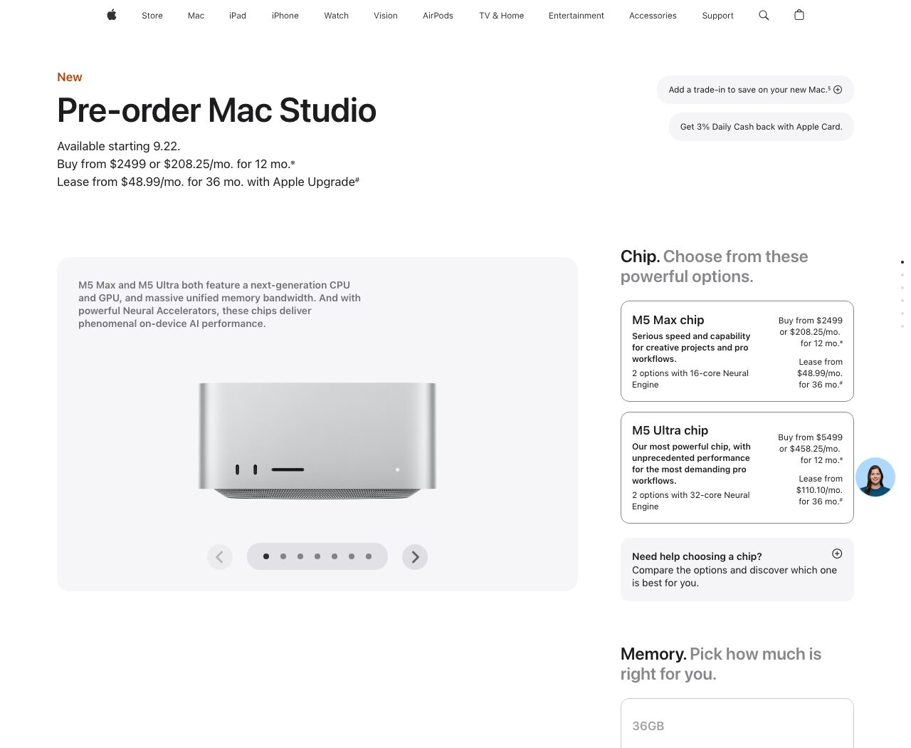 Apple's English Mac Studio configurator on launch day