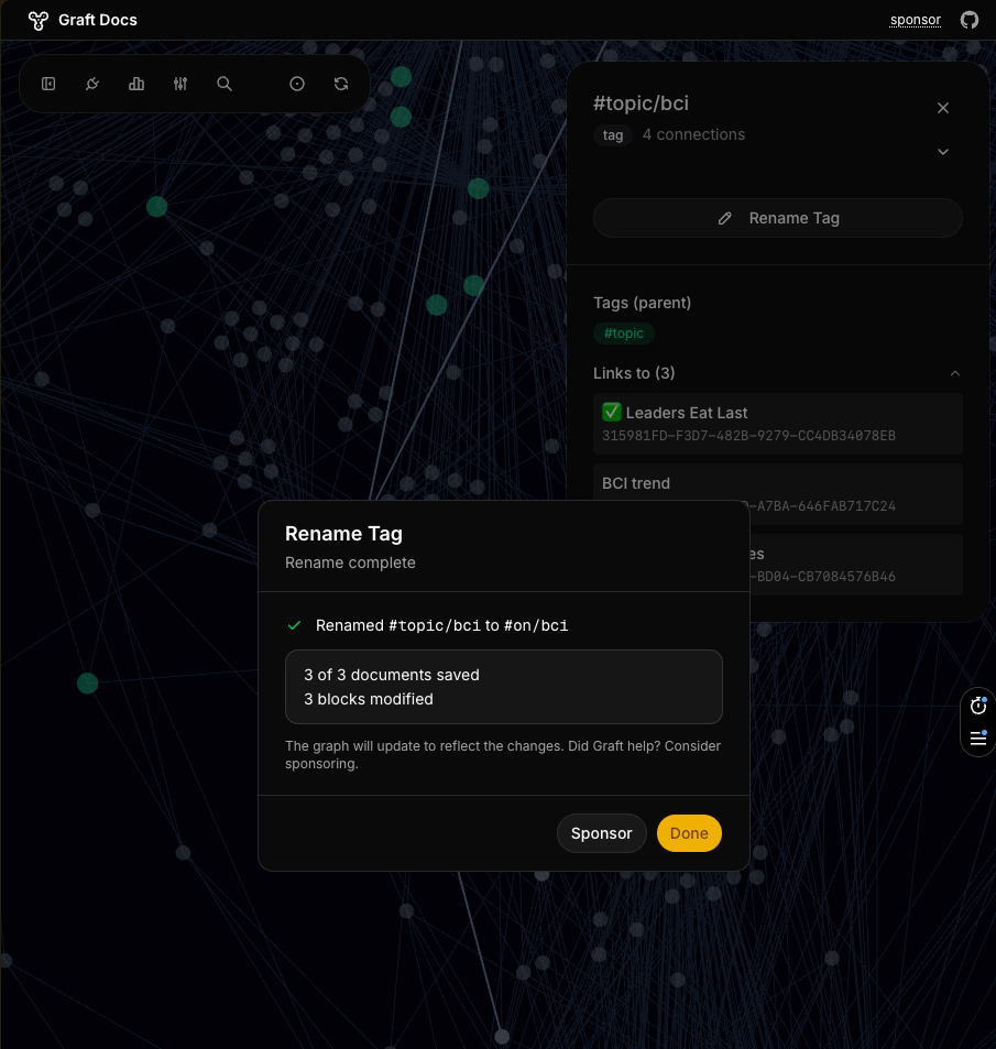 Rename complete — documents saved, blocks modified