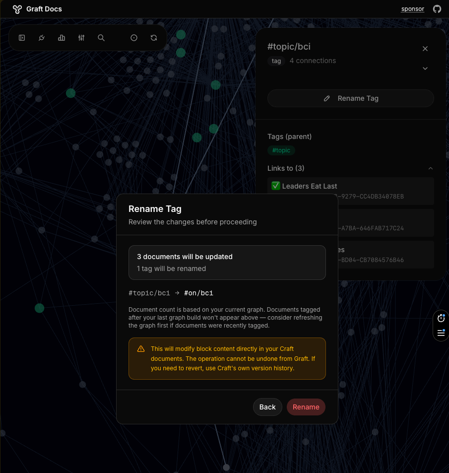 Preview of documents and tags that will be updated