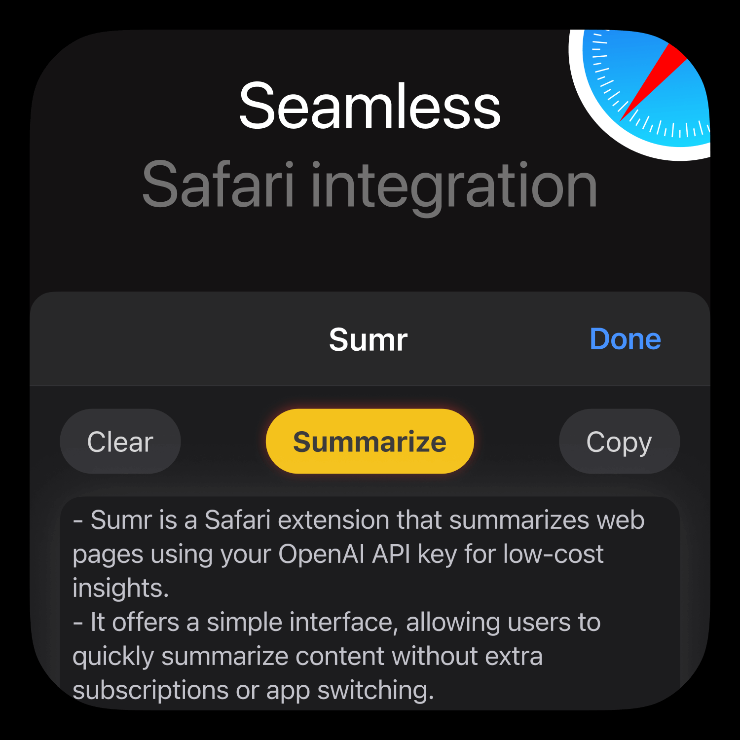 Seamless Safari integration