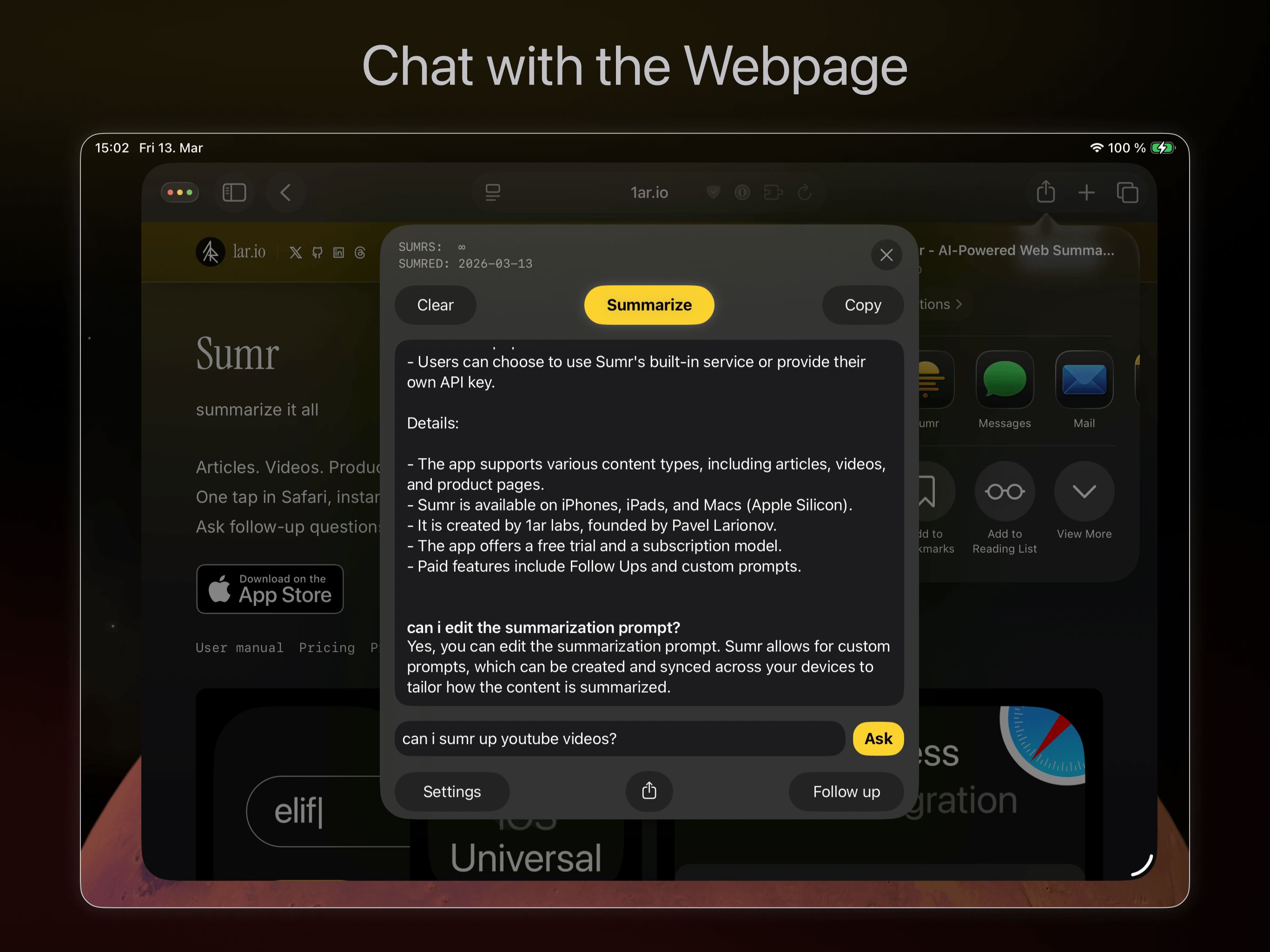 Follow-up questions on iPad