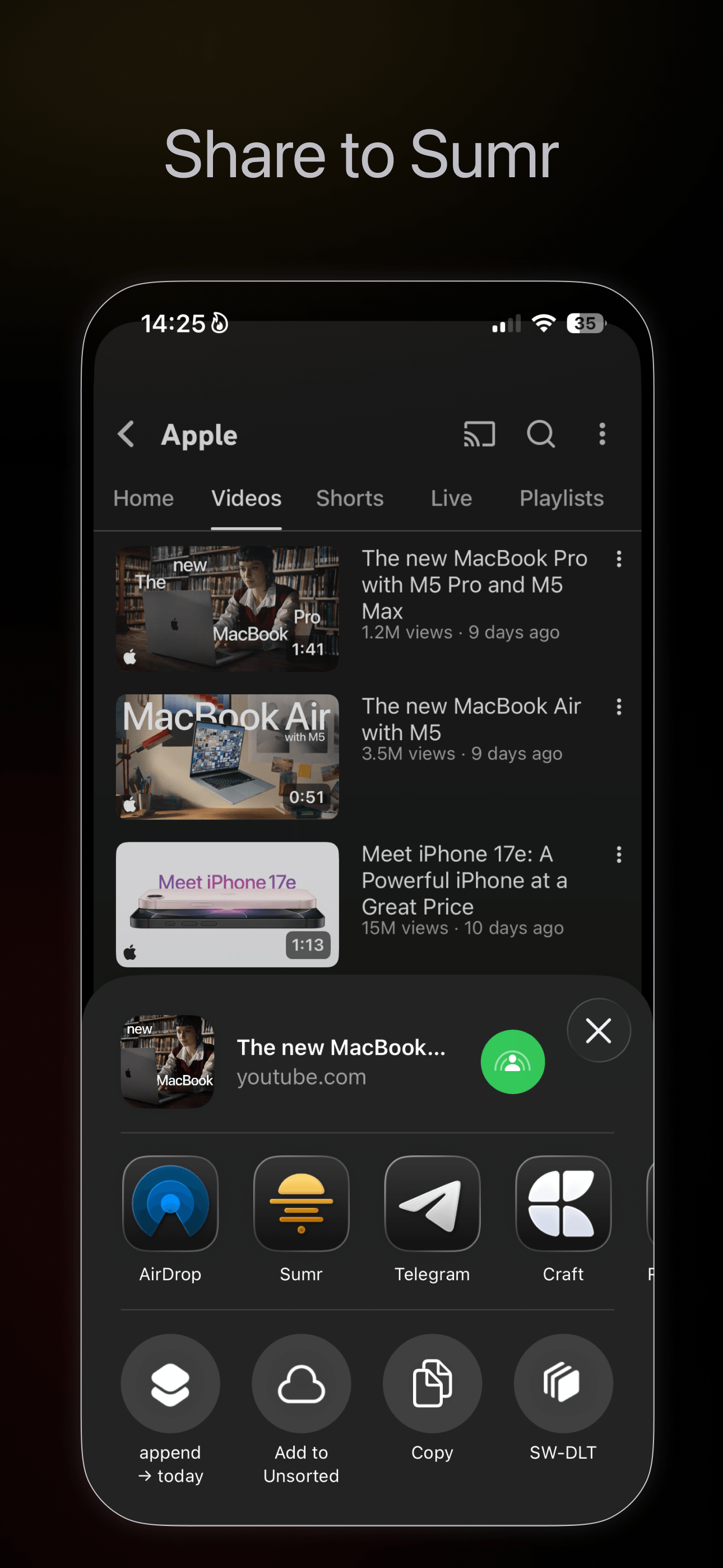 Share to Sumr from Safari